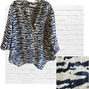 Jones New York Sport 100% Linen Women's Large Lagenlook Coastal Preppy Vacation